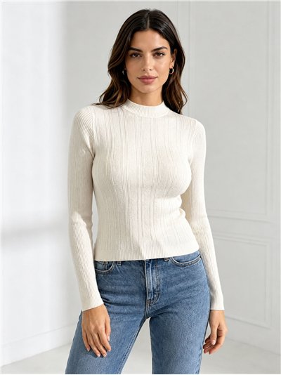 Jersey canalé cuello subido