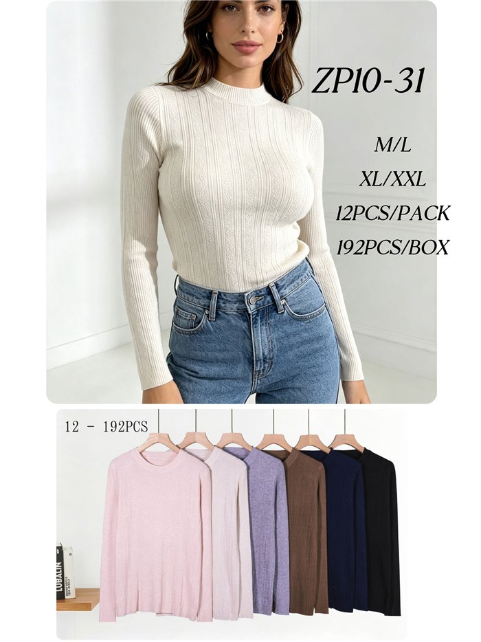 Jersey canalé cuello subido