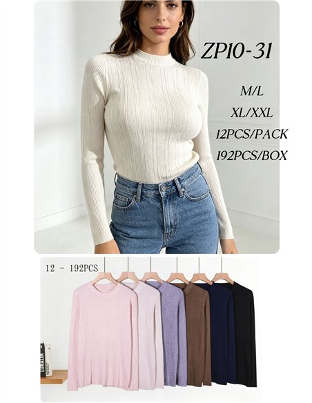 Jersey canalé cuello subido