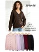 Jersey amplio canalé cuello pico botones