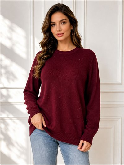 Relaxed rhinestone knit sweater