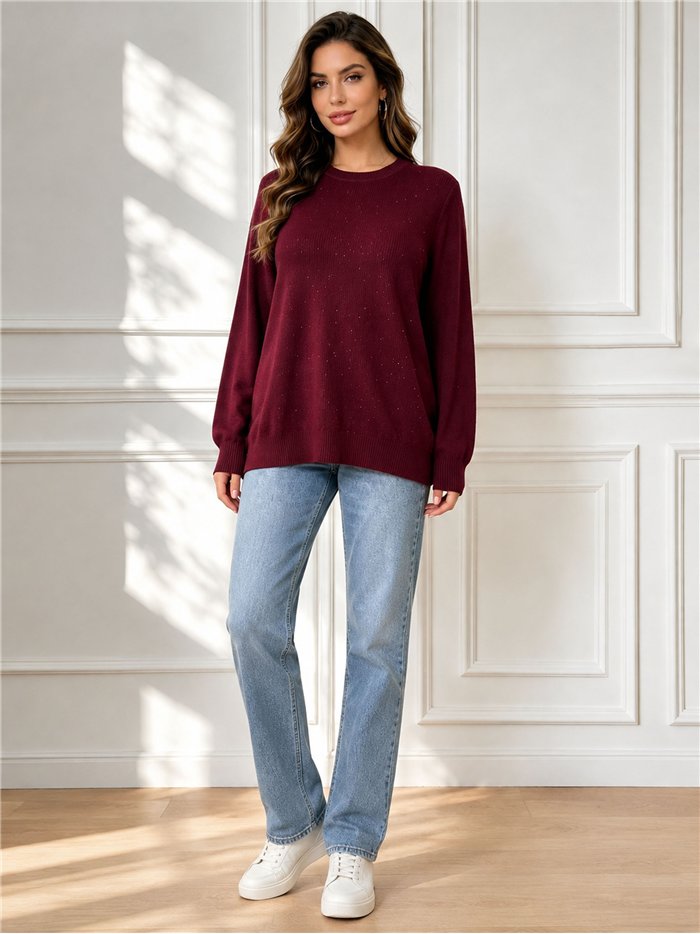 Relaxed rhinestone knit sweater