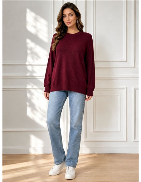 Relaxed rhinestone knit sweater
