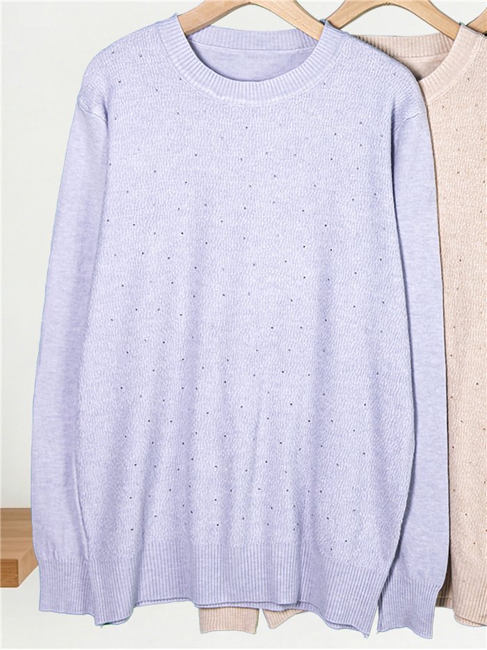 Relaxed rhinestone knit sweater