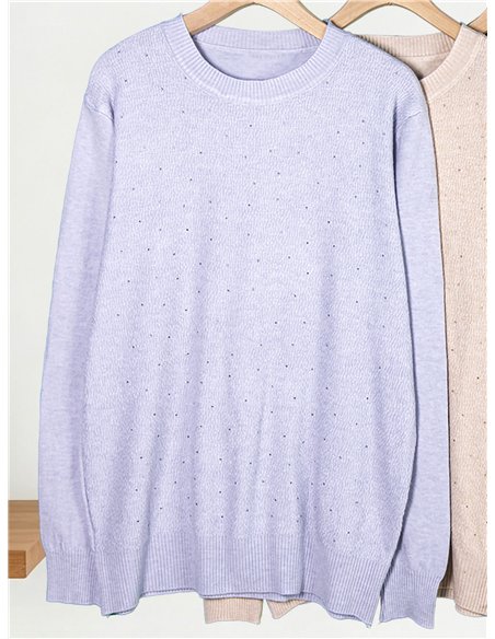 Relaxed rhinestone knit sweater