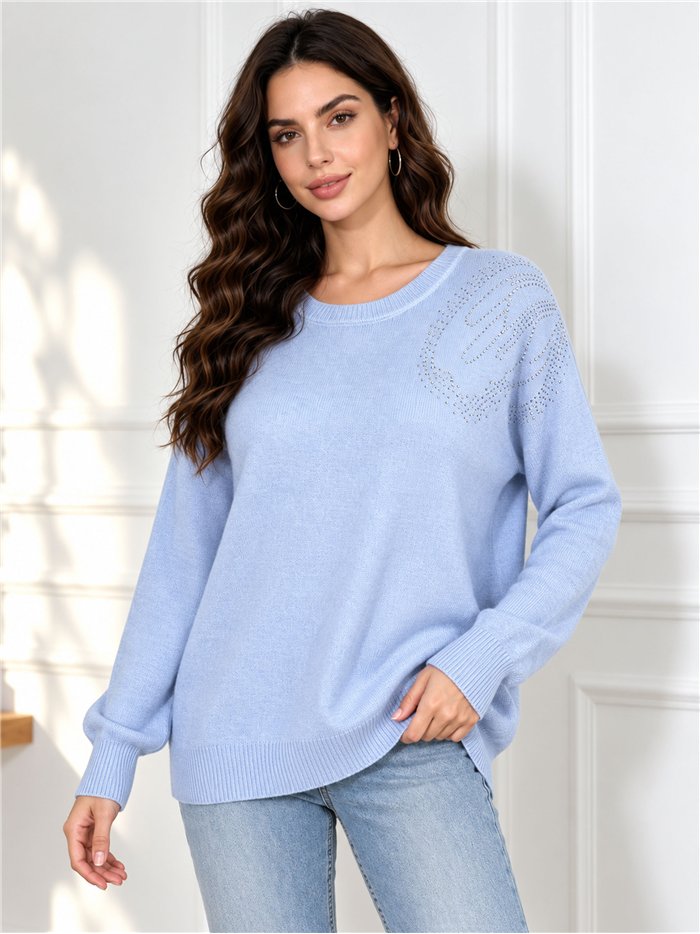Jersey amplio strass en hombro