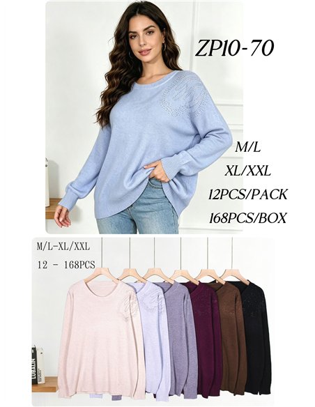 Jersey amplio strass en hombro