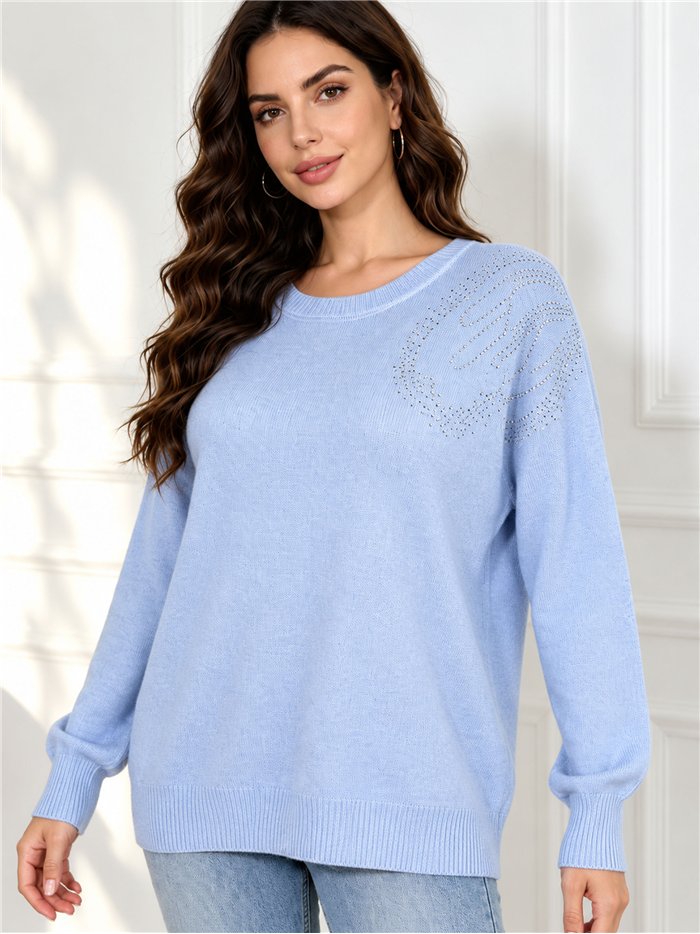 Jersey amplio strass en hombro