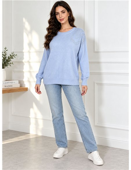 Jersey amplio strass en hombro