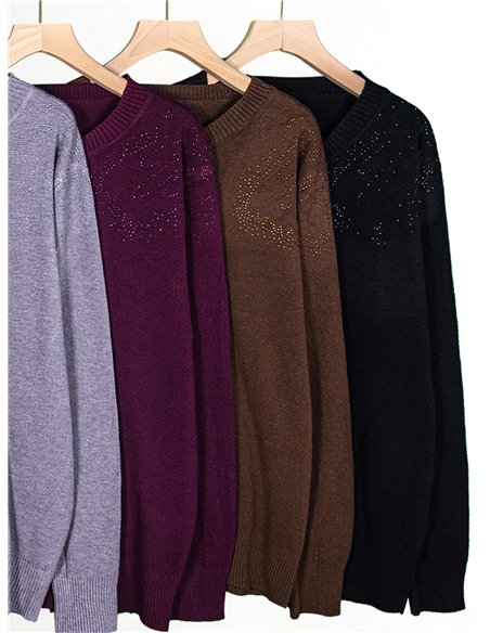 Jersey amplio strass en hombro