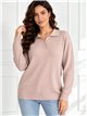 Jersey amplio de canalé cuello polo
