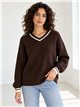 Jersey cuello pico ribetes