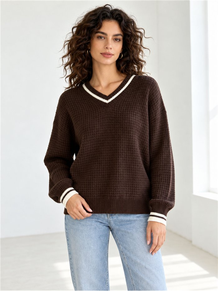Jersey cuello pico ribetes