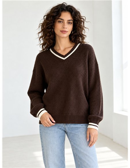 Jersey cuello pico ribetes