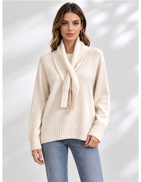 Conjunto jersey y bufanda de punto
