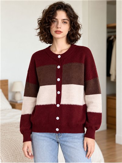 Cardigan color block con bottoni