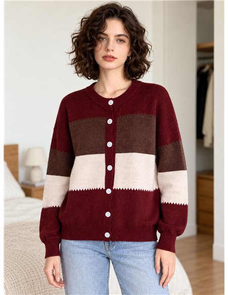 Cardigan color block con bottoni