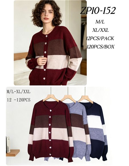 Cardigan color block con bottoni