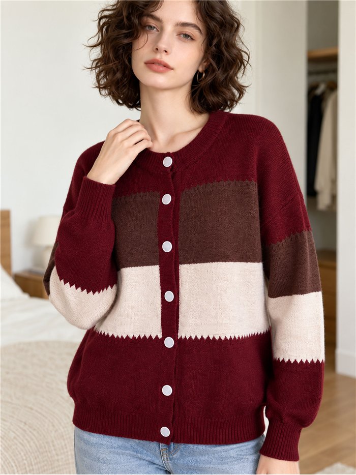 Cardigan color block con bottoni