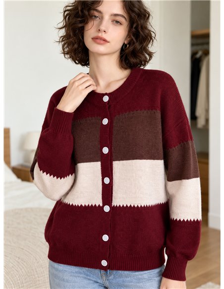 Cardigan color block con bottoni