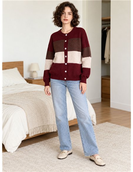 Cardigan color block con bottoni