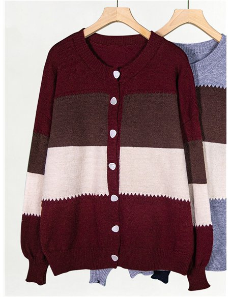 Cardigan color block con bottoni
