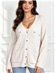 Cable knit cardigan with pearl beads