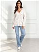 Cable knit cardigan with pearl beads