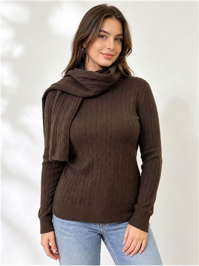 Conjunto jersey trenzado y bufanda