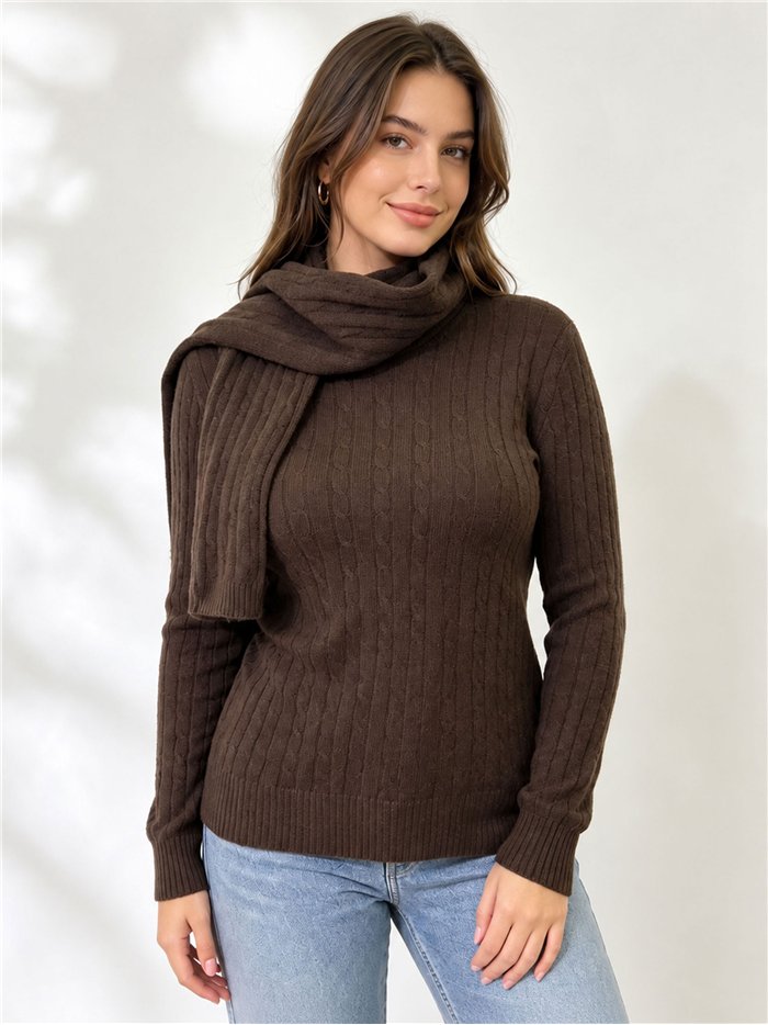 Conjunto jersey trenzado y bufanda