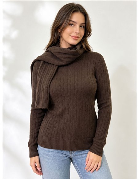 Conjunto jersey trenzado y bufanda