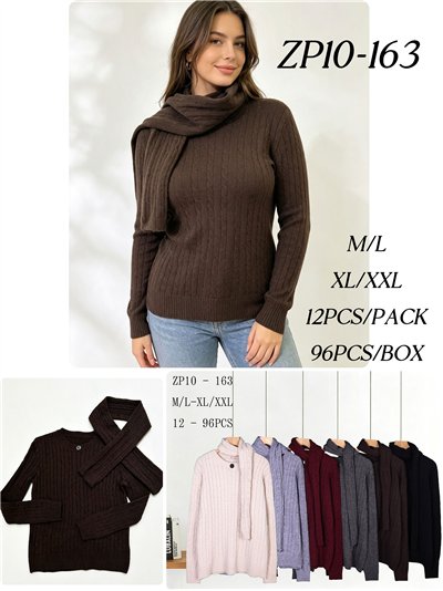 Conjunto jersey trenzado y bufanda 2
