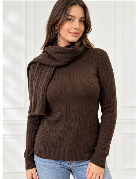 Conjunto jersey trenzado y bufanda
