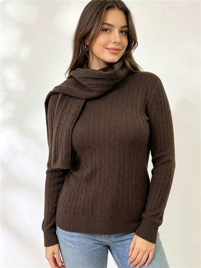 Conjunto jersey trenzado y bufanda