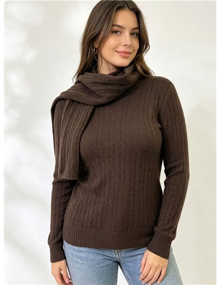 Conjunto jersey trenzado y bufanda