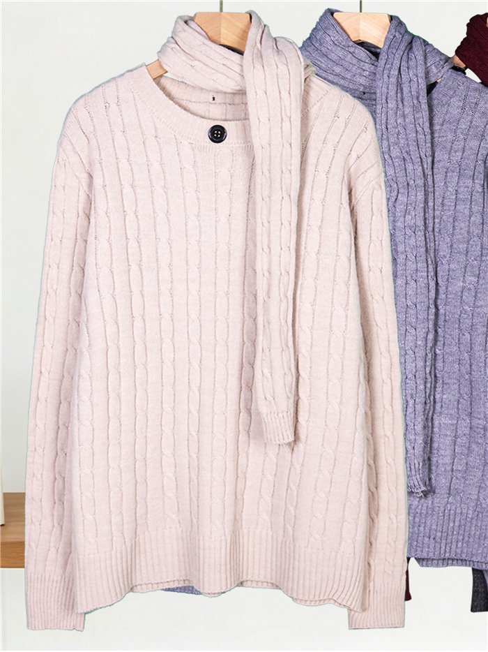 Conjunto jersey trenzado y bufanda