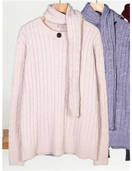 Conjunto jersey trenzado y bufanda