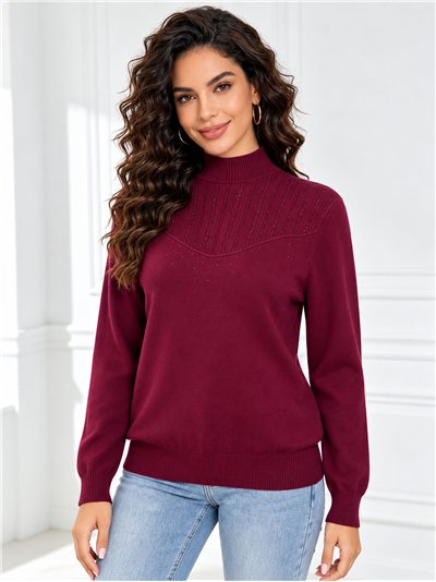 Jersey cuello alto strass
