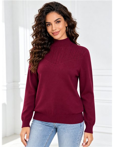 Jersey cuello alto strass