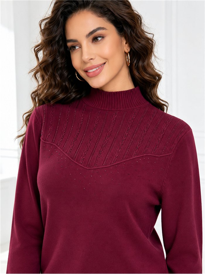Jersey cuello alto strass