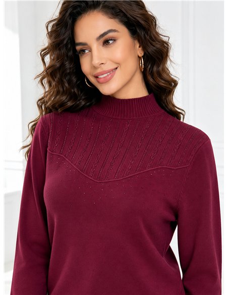 Jersey cuello alto strass