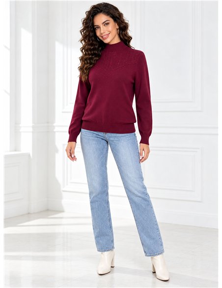 Jersey cuello alto strass