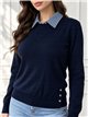 Jersey cuello camisero de cuadros