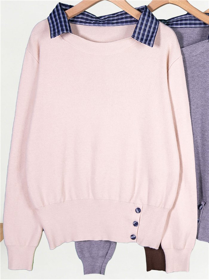Jersey cuello camisero de cuadros