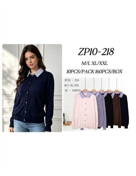 Cárdigan cuello camisero rayas