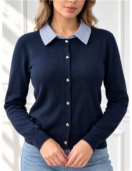 Cárdigan cuello camisero rayas