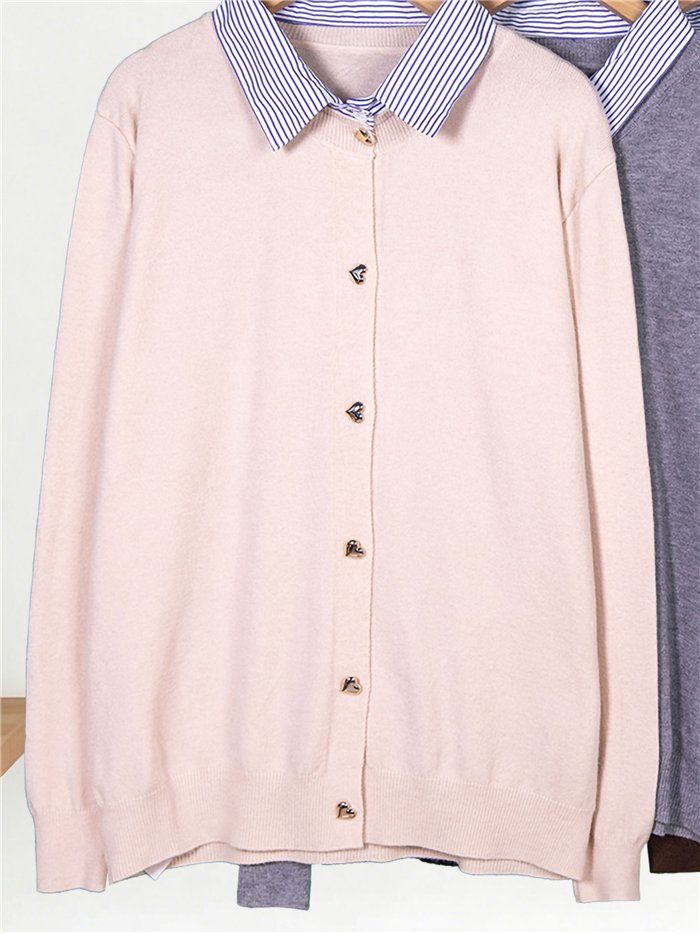 Cárdigan cuello camisero rayas