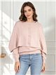 Conjunto jersey cuello redondo y capa trenzado con botones