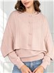 Conjunto jersey cuello redondo y capa trenzado con botones