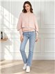 Conjunto jersey cuello redondo y capa trenzado con botones